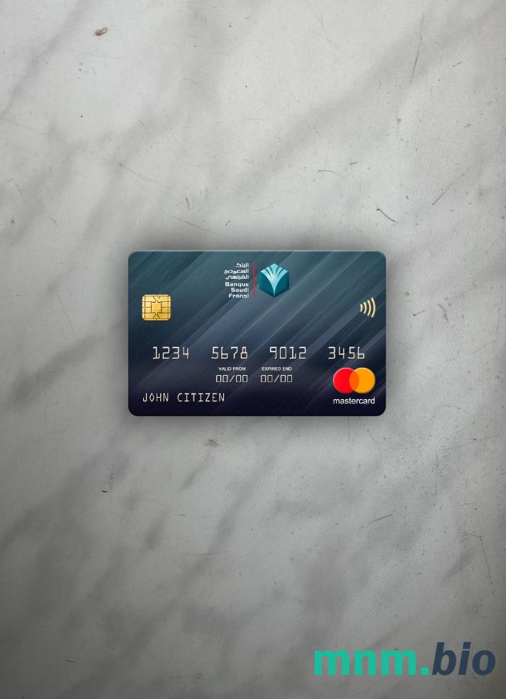 Saudi Arabia Banque Saudi Fransi bank wygląd zdjęcia mastercard skan PSD + zdjęcie